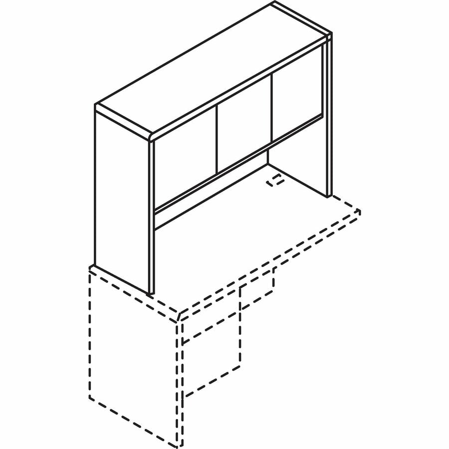 Lorell Essentials Series Stack-on Hutch with Doors - 36" Height x 47.3" Width x 14.8" Depth - 3 Door(s) - Finish: Laminate, Mahogany - Grommet, Cord Management, Durable - 1 Each