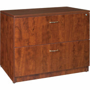 Lorell Essentials Series Lateral File - 29.5" Height x 35.5" Width x 22" Depth - Finish: Cherry, Laminate - Leveling Glide, Lockable Drawer - 1 Each