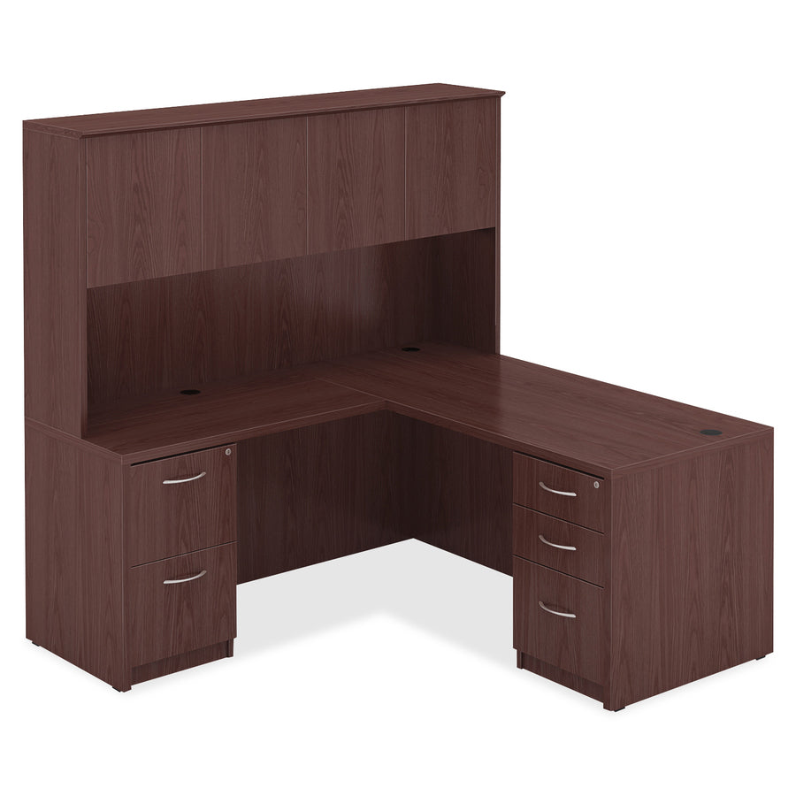 Lorell Essentials Series File/File Mobile File Cabinet - 28.6" Height x 15.7" Width x 22" Depth - Double Pedestal - Finish: Laminate, Mahogany - Leveling Glide - 1 Each