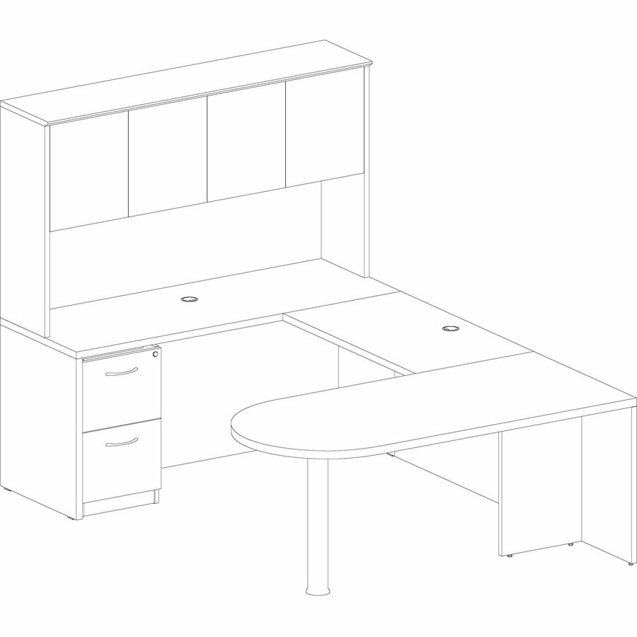 Lorell Essentials Series Peninsula Desk Box 1 of 2 - 29.5" Height x 30" Width x 66" Depth - Finish: Laminate, Mahogany - Durable - 1 Each