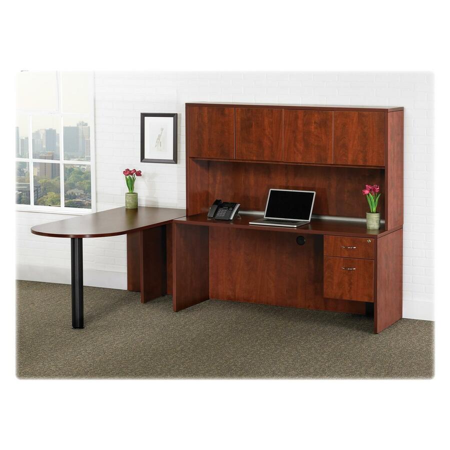 Lorell Essentials Series Peninsula Desk Box 1 of 2 - 29.5" Height x 30" Width x 66" Depth - Finish: Cherry, Laminate - 1 Each