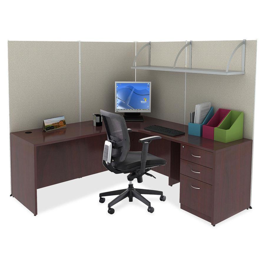 Lorell Essentials Series Return Shell - 29.5" Height x 35.6" Width x 23.6" Depth x 1" Thickness - Finish: Laminate, Mahogany - Modesty Panel, Grommet, Durable, Adjustable Feet - 1 Each