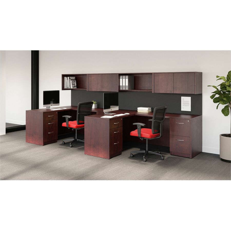 Lorell Essentials Series Return Shell - 29.5" Height x 47.3" Width x 23.6" Depth x 1" Thickness - Finish: Laminate, Mahogany - Grommet, Modesty Panel, Adjustable Feet, Durable - 1 Each