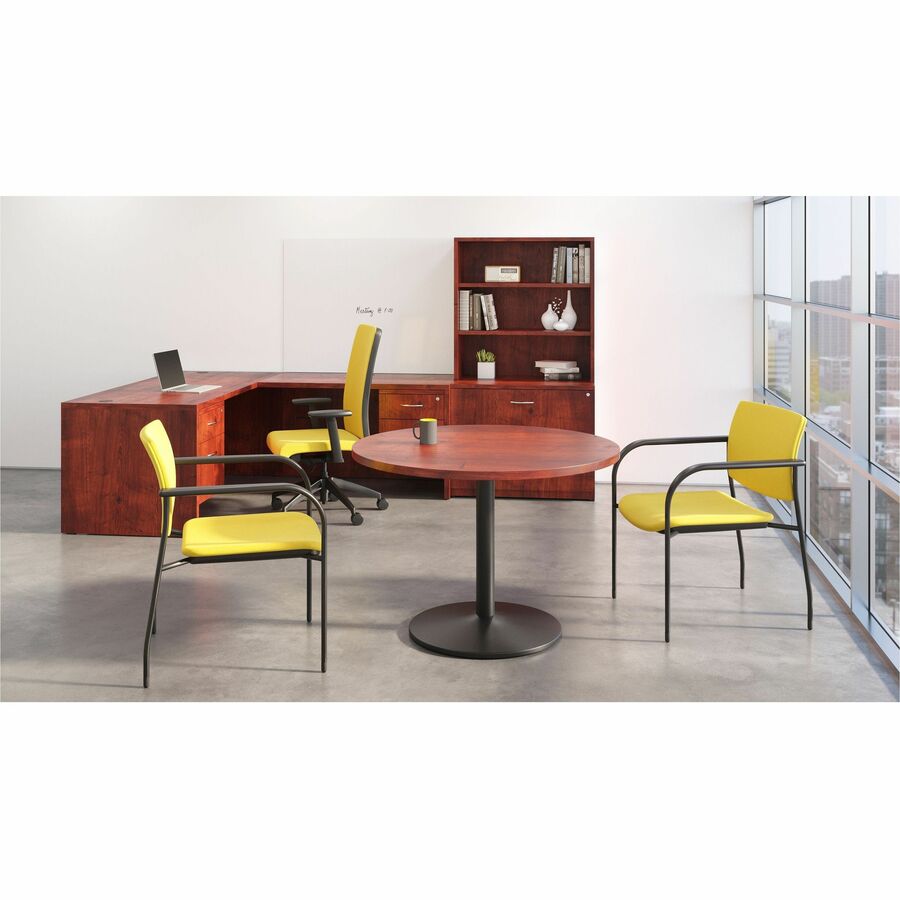 Lorell Essentials Conference Tabletop, Round, 42" Diameter, 1.25" Thick, Cherry Laminate, Contemporary Style, 1 Each