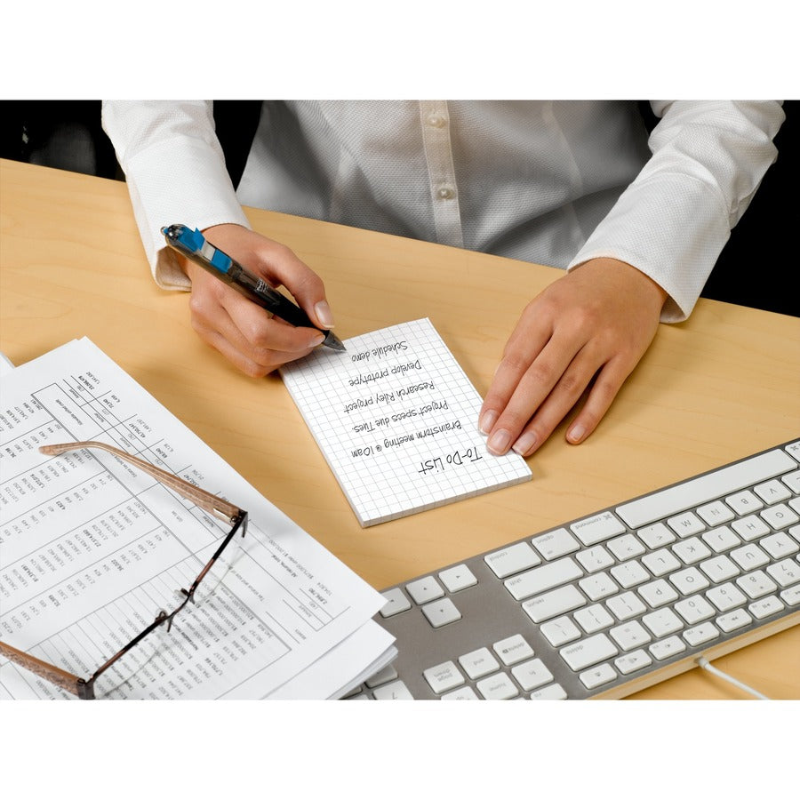 600 x White - 4" Flag/Note Width x 6" Flag/Note Length - Rectangle - 50 Sheets per Pad - Grid - White - Paper - Self-adhesive, Repositionable - 6 / Pack