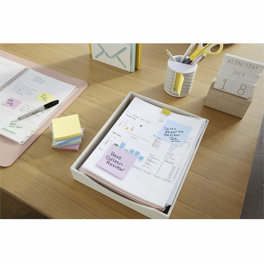 Post-it Greener Dispenser Notes, Sweet Sprinkles Color Collection, 3" x 3", 100 Sheets per Pad, 12 Pads per Pack, Positively Pink, Fresh Mint, Moonstone, Recycled Paper, Pop-up, Unruled