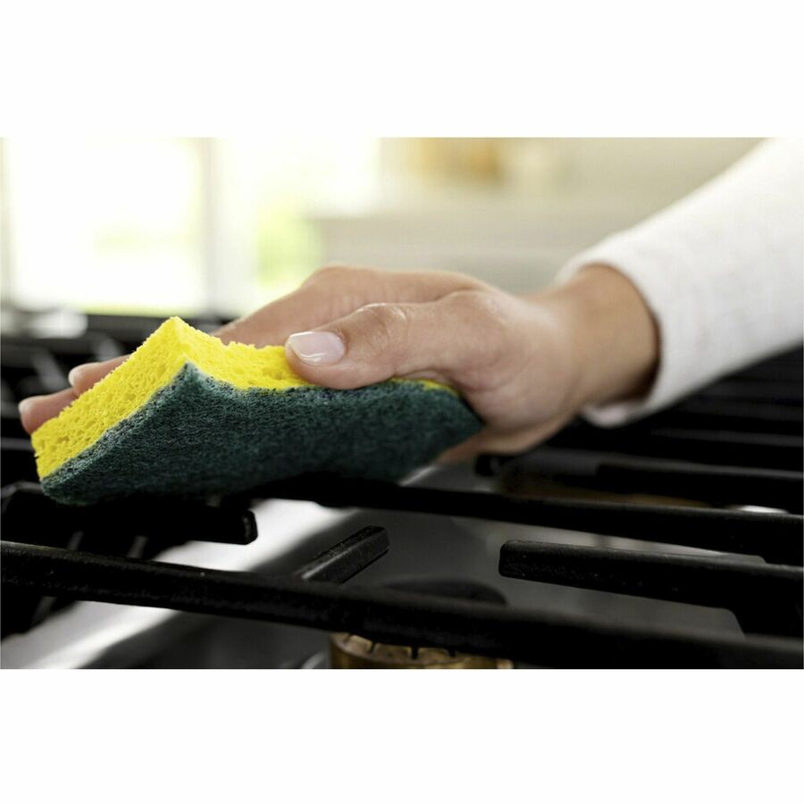 Scotch-Brite Heavy-Duty Scrub Sponges - 2.8" Height x 4.5" Width x 0.6" Depth - 6 / Pack - Green, Yellow