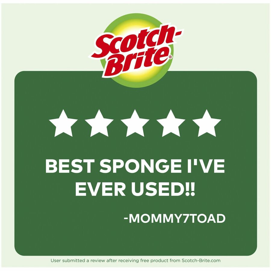 Scotch-Brite Heavy-Duty Scrub Sponges - 2.8" Height x 4.5" Width x 0.6" Depth - 6 / Pack - Green, Yellow