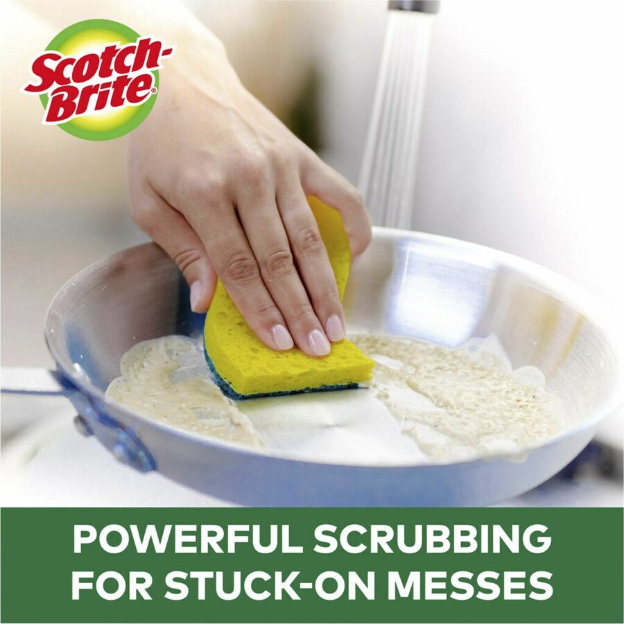 Scotch-Brite Heavy-Duty Scrub Sponges - 2.8" Height x 4.5" Width x 0.6" Depth - 6 / Pack - Green, Yellow