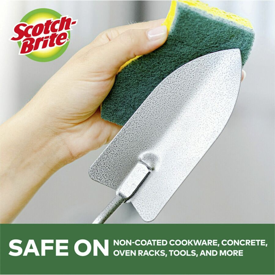 Scotch-Brite Heavy-Duty Scrub Sponges - 2.8" Height x 4.5" Width x 0.6" Depth - 6 / Pack - Green, Yellow