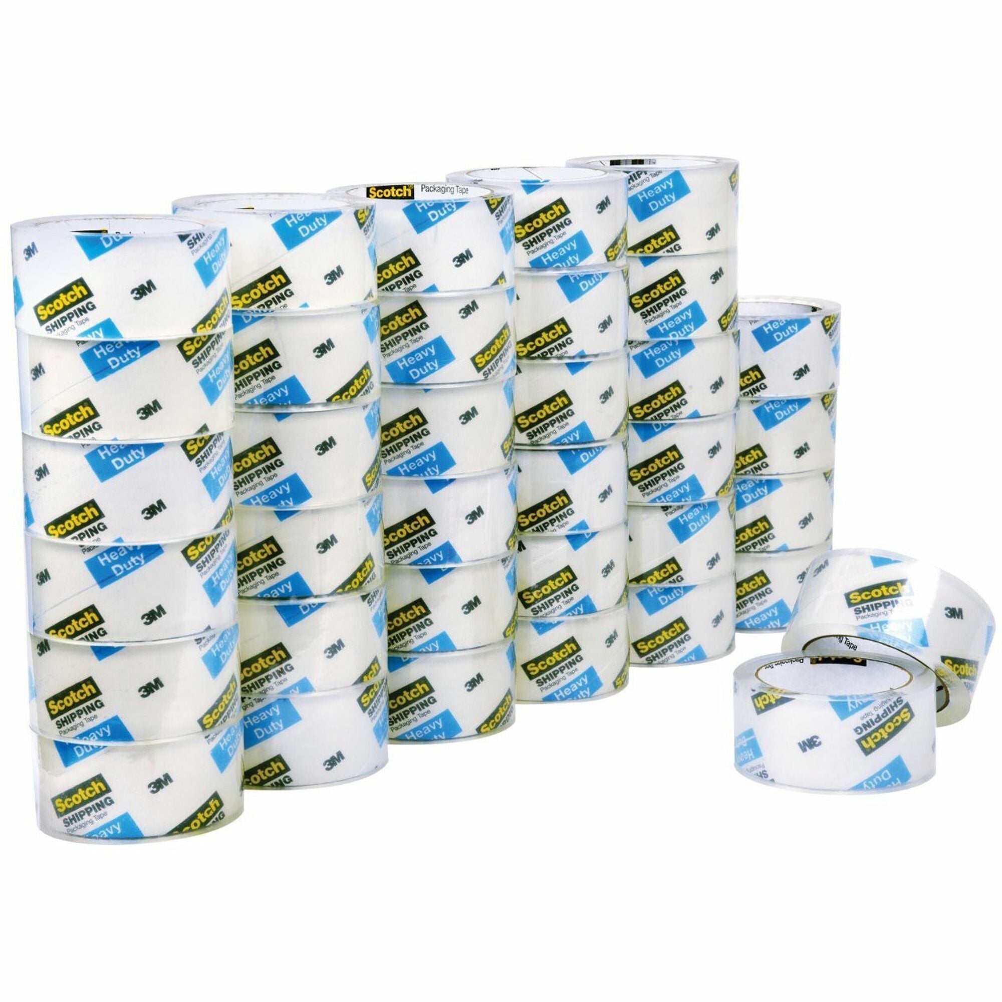 Scotch Heavy-Duty Shipping/Packaging Tape - 54.60 yd Length x 1.88" Width x 3.1 mil Thickness - 3" Core - Clear - Synthetic Rubber Resin - Rubber Resin Backing - Breakage Resistance - For Mailing, Moving, Shipping, Packing - 1 Carton