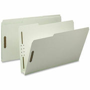 Nature Saver 1/3 Tab Cut Legal Recycled Fastener Folder - 8 1/2" x 14" - 2" Expansion - 2 Fastener(s) - 2" for Folder - Top Tab Location - Assorted Tab Position - 25 pt. - Pressboard, Tyvek - Gray/Green - 100% Recycled - 25 / Box