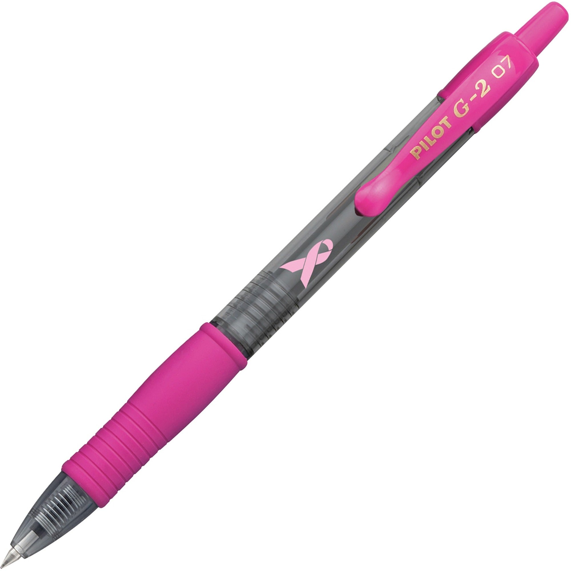 G2 Gel Rollingball Pens - 0.7 mm Fine Pen Point - Refillable - Retractable - Black Ink - Gel-based - Pink Barrel - 1 Dozen