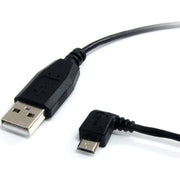 StarTech.com 3 ft Micro USB Cable, USB-A Male to Left Angle Micro-B Male, 480 Mbps, 24/30 AWG, Black, 1 Each