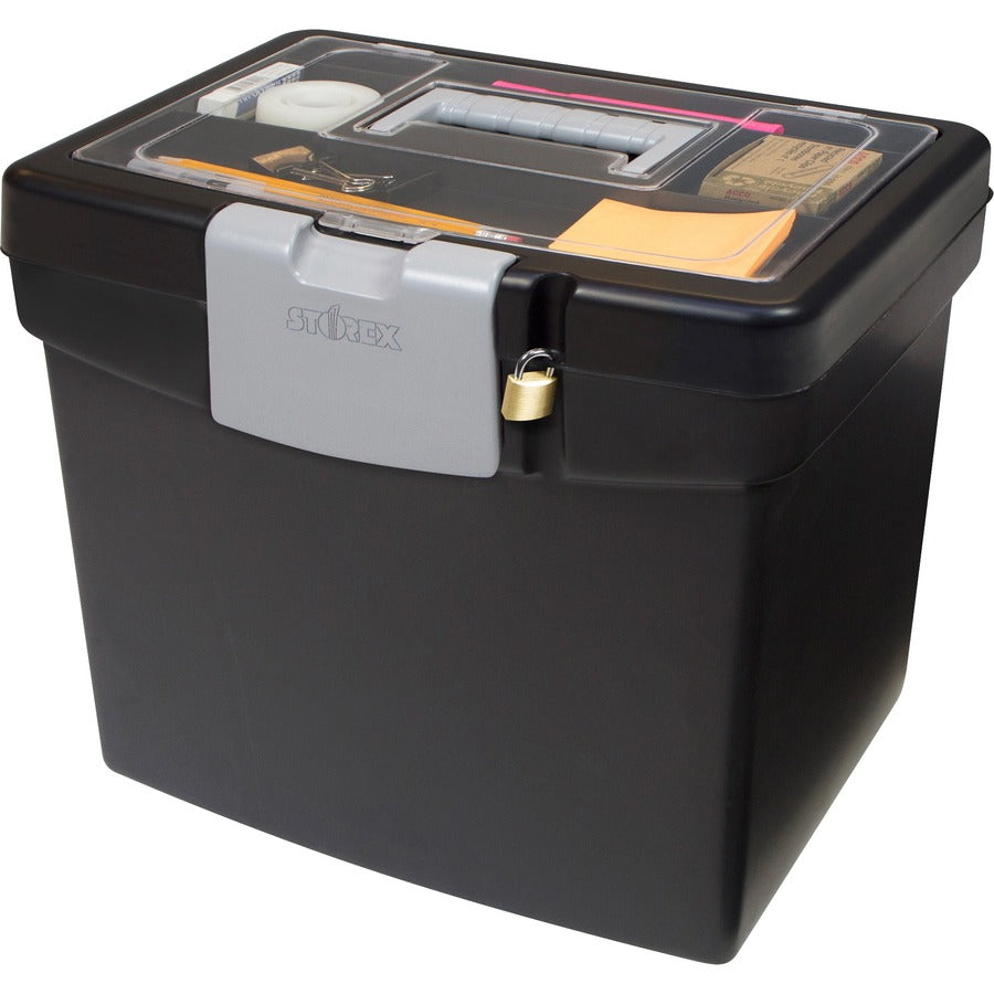 External Dimensions: 14.9" Length x 11" Width x 12.1" Height - Media Size Supported: Letter - Snap-tight Closure - Plastic - Black - For File - Recycled - 1 Carton