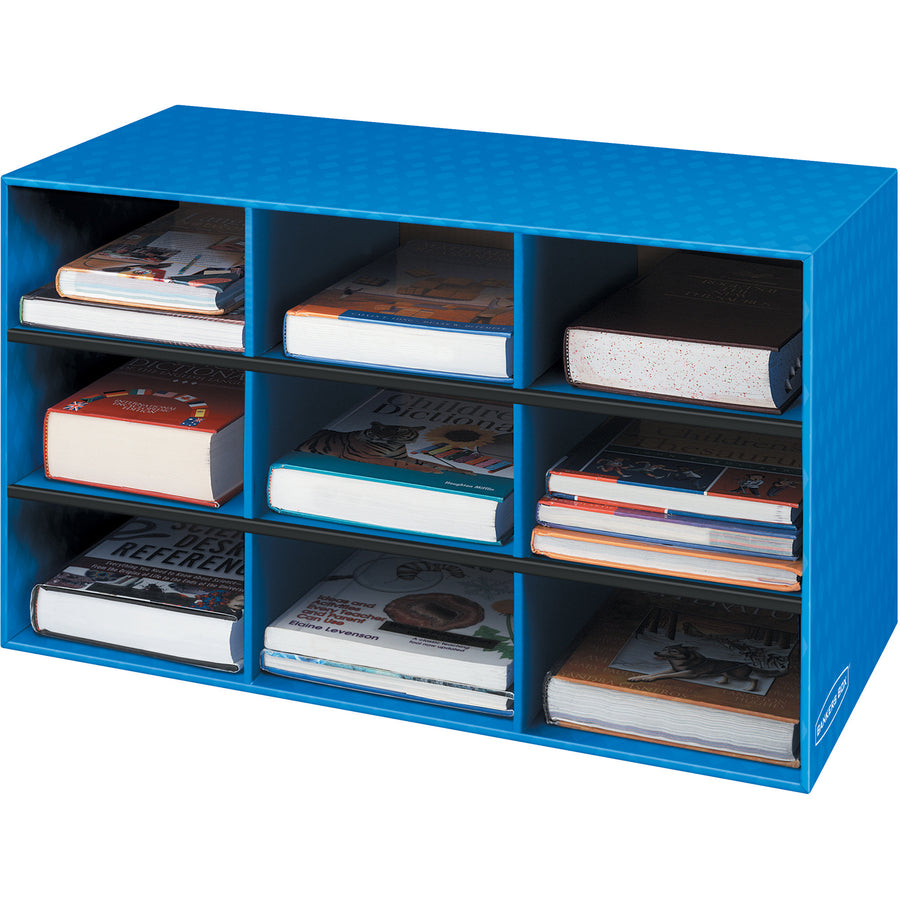 9 Compartment(s) - Compartment Size : 4.75" x 9" x 12.75" - 16" Height x 28.25" Width x 13" Depth - Desktop - Sturdy - 60% Recycled - Blue - Corrugated Paper - 4 / Carton