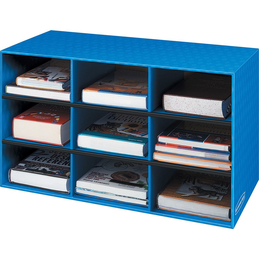 9 Compartment(s) - Compartment Size : 4.75" x 9" x 12.75" - 16" Height x 28.25" Width x 13" Depth - Desktop - Sturdy - 60% Recycled - Blue - Corrugated Paper - 4 / Carton