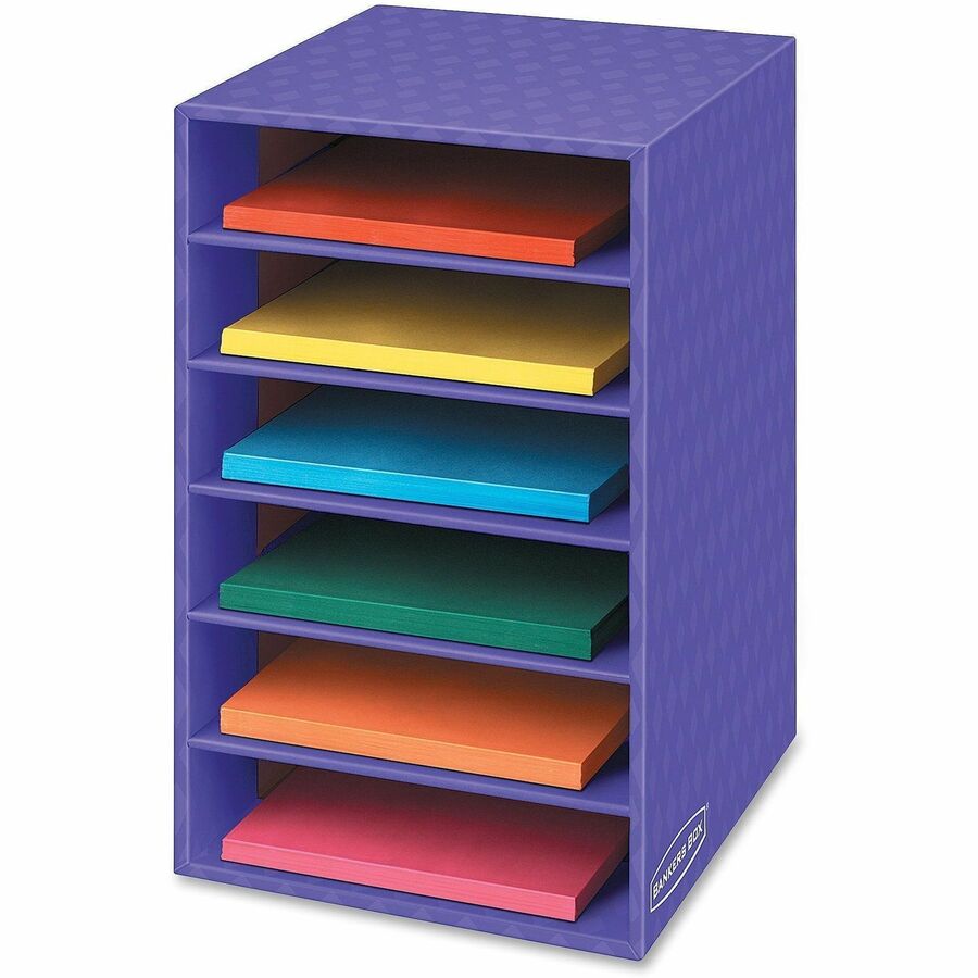 6 Compartment(s) - Compartment Size : 2.63" x 11" x 13" - 18" Height x 11.88" Width x 13.25" Depth - Desktop - Sturdy - 60% Recycled - Purple - Corrugated Paper - 1 Each