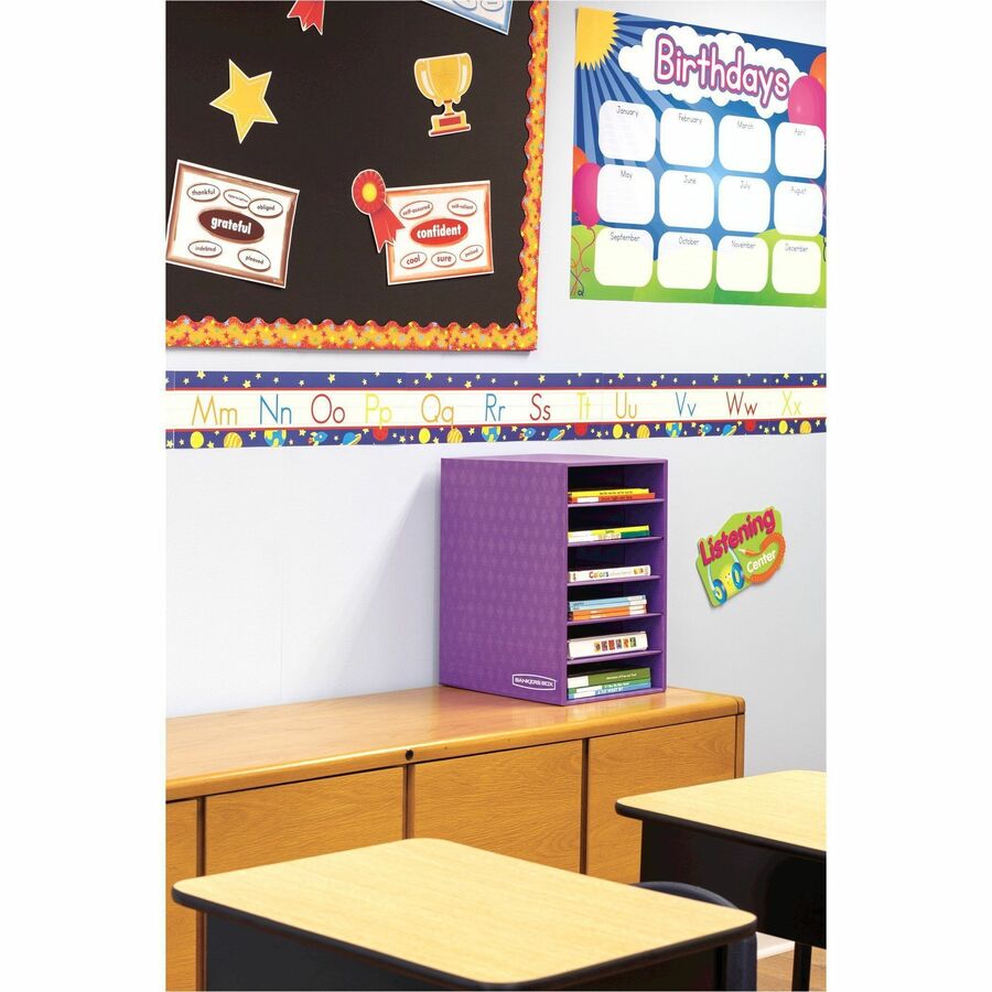 6 Compartment(s) - Compartment Size : 2.63" x 11" x 13" - 18" Height x 11.88" Width x 13.25" Depth - Desktop - Sturdy - 60% Recycled - Purple - Corrugated Paper - 1 Each