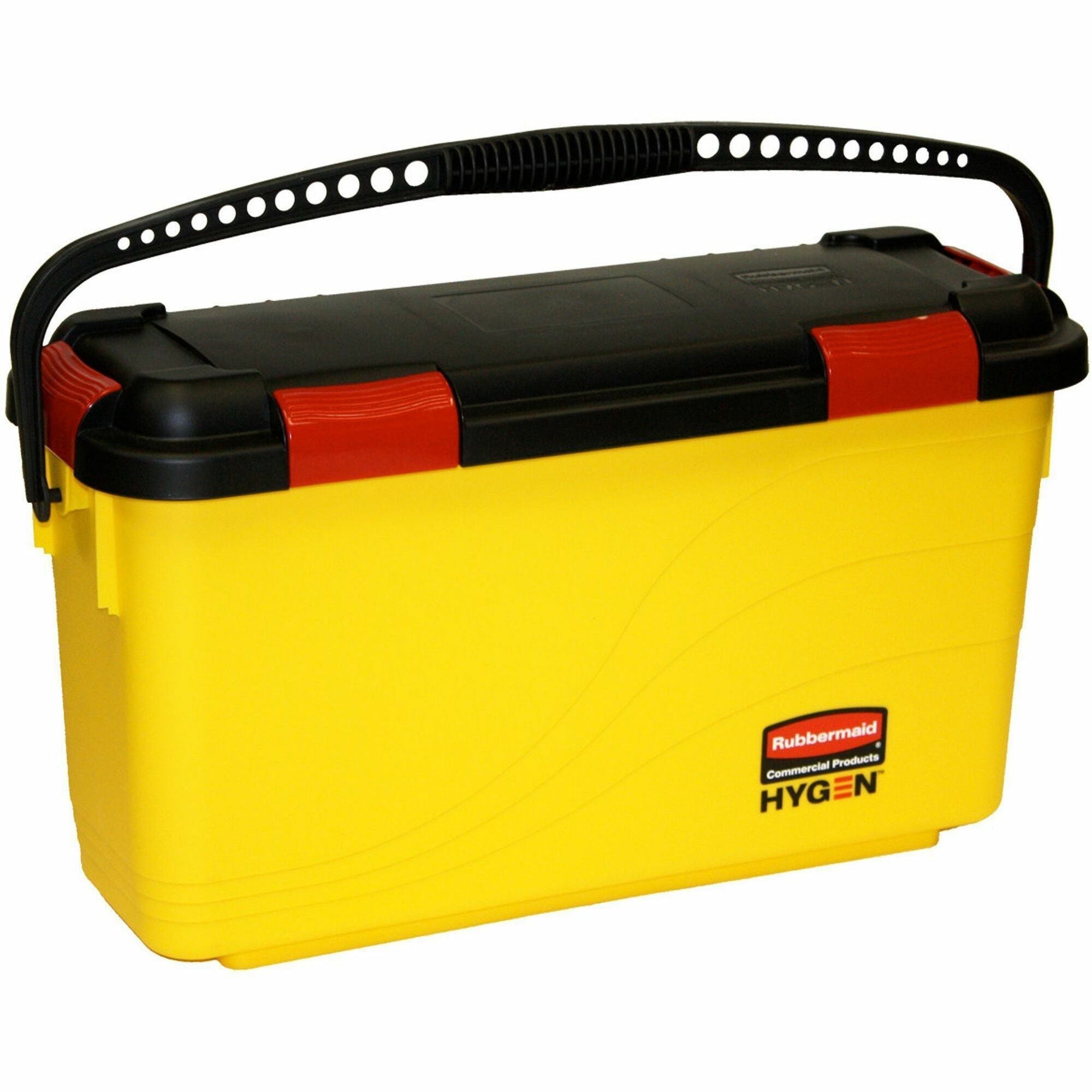 Rubbermaid Commercial Hygen Charging Bucket - Non-porous, Watertight, Handle, Latched Lid, Ergonomic Design - 13.6" x 9.5" - Yellow - 1 Each