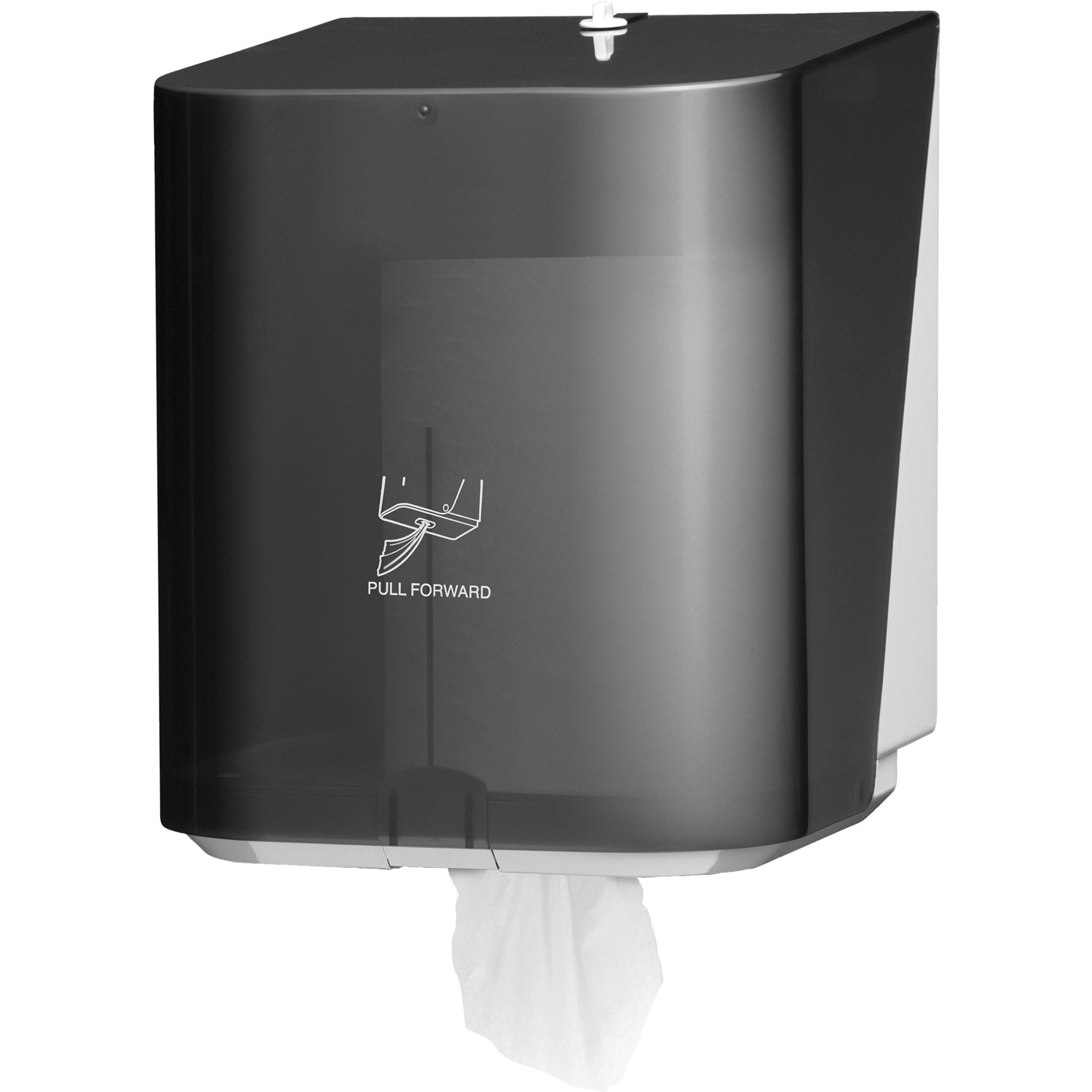 Center Pull Dispenser - 12.5" Height x 10" Width x 10.6" Depth - Translucent Smoke, Black - 1 Carton