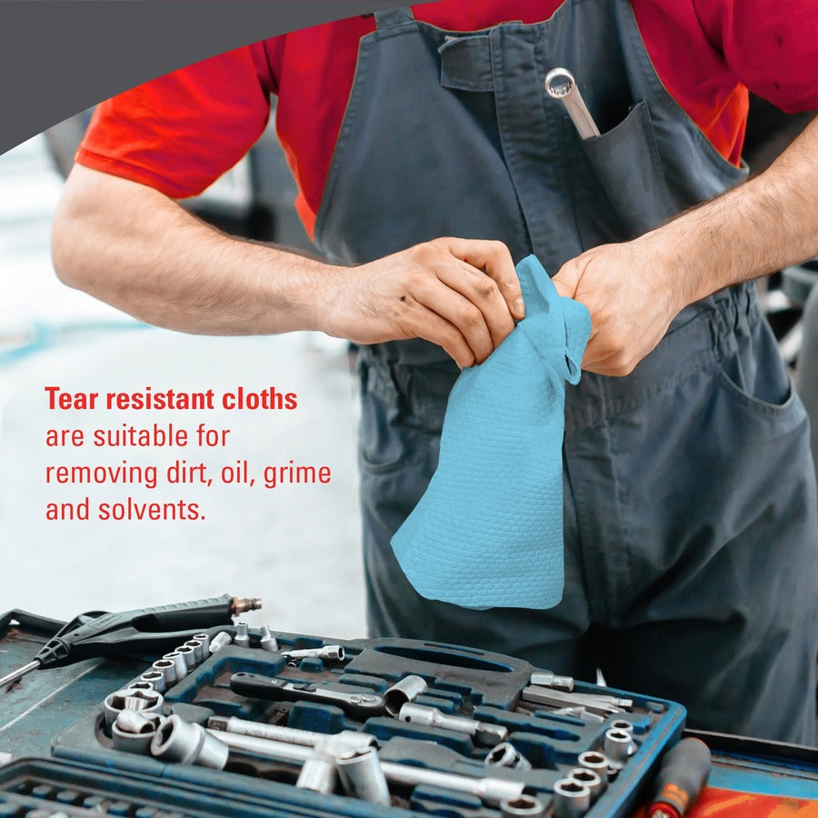 Wypall PowerClean X70 Medium Duty Cloths - Pop-Up Box - 16.80" Length x 9.10" Width - Recommended For: Oil Remover, Grime Remover - Durable, Absorbent, Reusable, Heavy Duty - Blue - 100/Box - 1 Carton