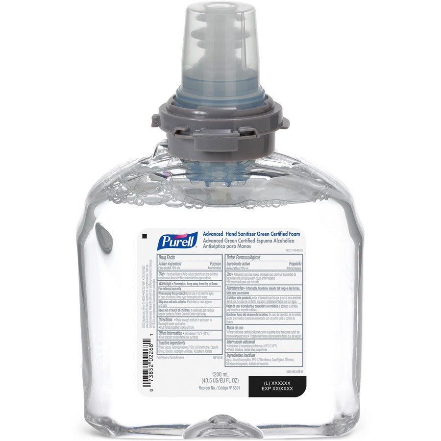 PURELL&reg; Hand Sanitizer Foam Refill - Fragrance-free Scent - 1.27 quart - Hand - Clear - Dye-free, Fragrance-free - 2 / Carton