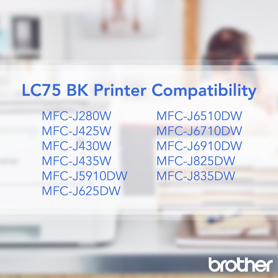 Brother Innobella LC75BK Original Inkjet Ink Cartridge - Black - 1 Each