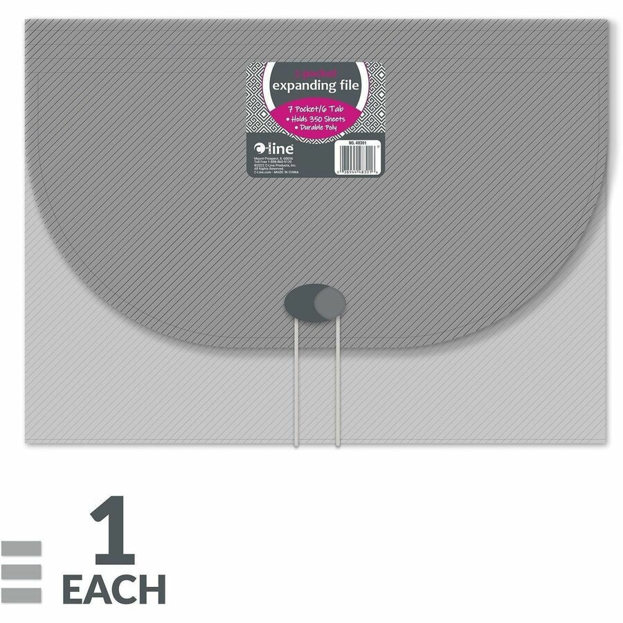 8 1/2" x 11" - 7 Pocket(s) - Polypropylene - Smoke - Acid-free, Non-toxic, Button Closure - 1 Each