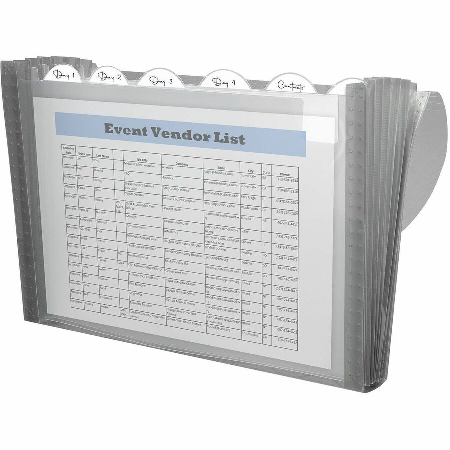 8 1/2" x 11" - 7 Pocket(s) - Polypropylene - Smoke - Acid-free, Non-toxic, Button Closure - 1 Each