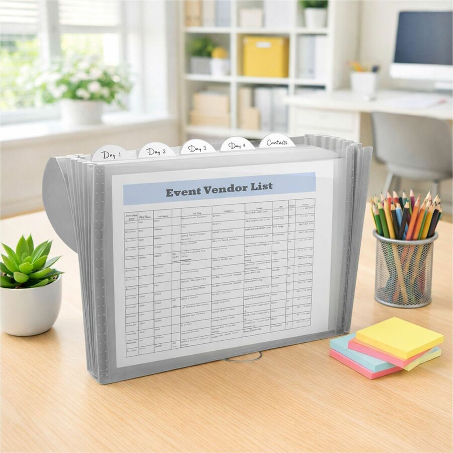 8 1/2" x 11" - 7 Pocket(s) - Polypropylene - Smoke - Acid-free, Non-toxic, Button Closure - 1 Each