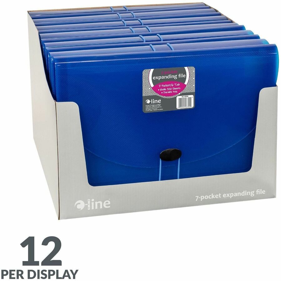 8 1/2" x 11" - 7 Pocket(s) - Polypropylene - Blue - Acid-free, Non-toxic, Button Closure - 1 Each