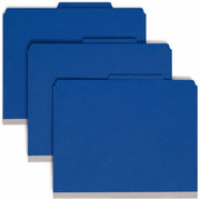 Smead SafeSHIELD 2/5 Tab Cut Letter Recycled Classification Folder, 2 Dividers, 2" Expansion, Dark Blue, Pressboard, 8.5" x 11", 10/Box
