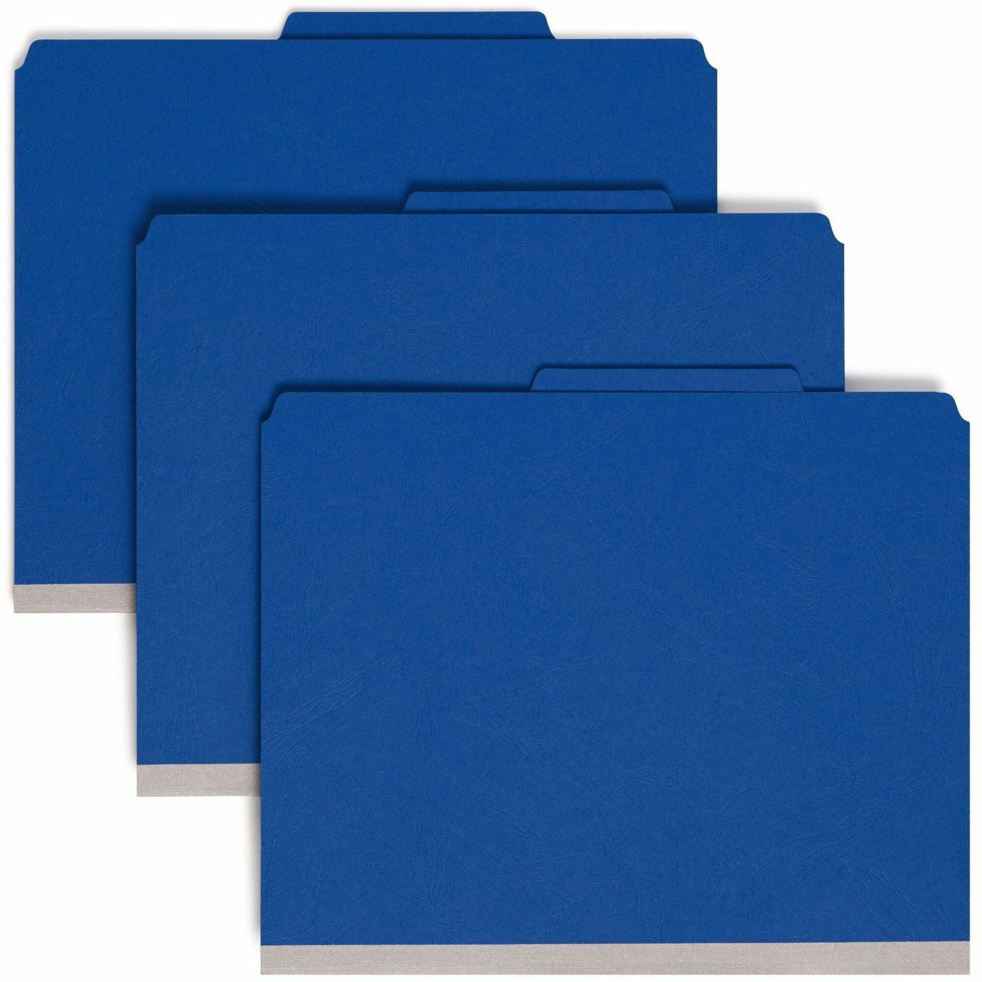 Smead SafeSHIELD 2/5 Tab Cut Letter Recycled Classification Folder, 2 Dividers, 2" Expansion, Dark Blue, Pressboard, 8.5" x 11", 10/Box