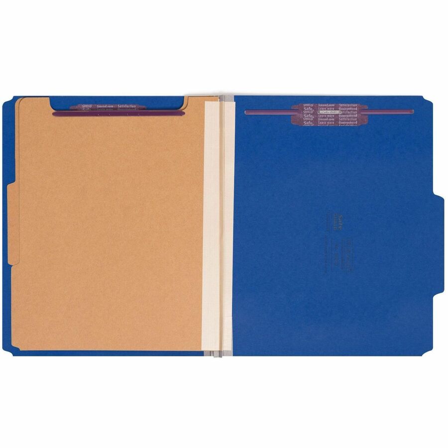 Smead SafeSHIELD 2/5 Tab Cut Letter Recycled Classification Folder, 2 Dividers, 2" Expansion, Dark Blue, Pressboard, 8.5" x 11", 10/Box