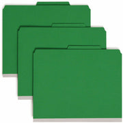 Smead SafeSHIELD 2/5 Tab Letter Size Recycled Classification Folders, 2" Expansion, 2 Dividers, 2 Fasteners, Green, Pressboard, 10/Box