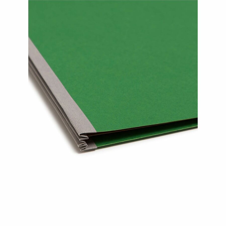 Smead SafeSHIELD 2/5 Tab Letter Size Recycled Classification Folders, 2" Expansion, 2 Dividers, 2 Fasteners, Green, Pressboard, 10/Box