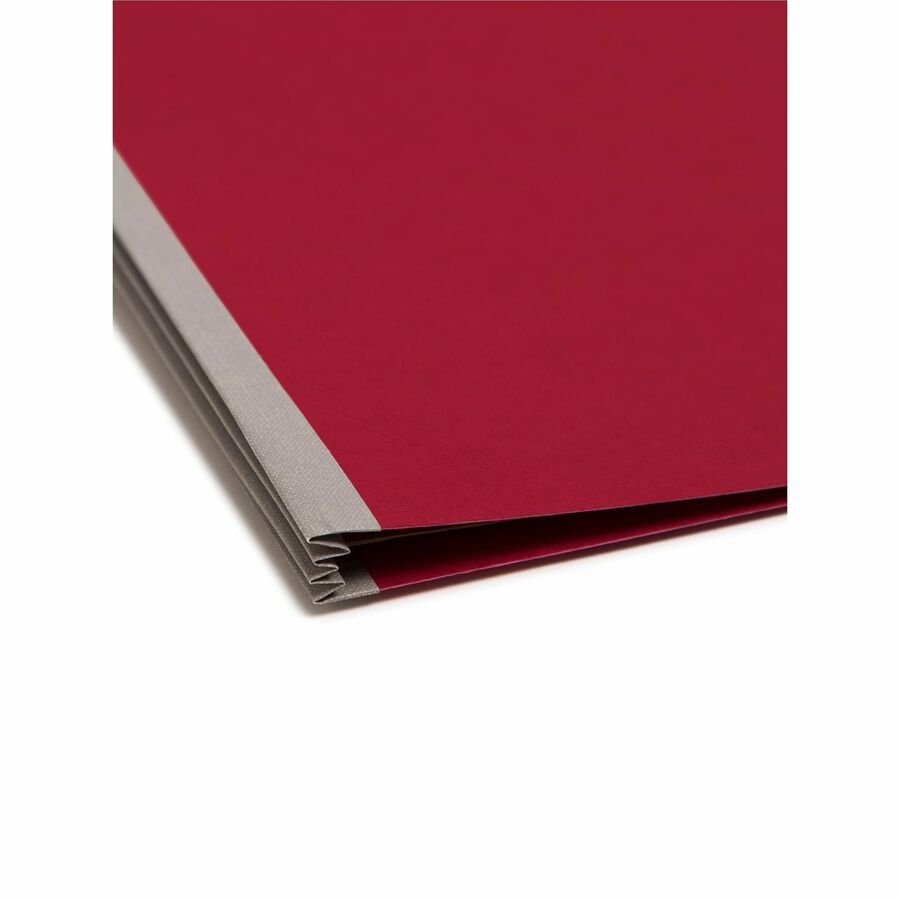 Smead SafeSHIELD 2/5 Tab Cut Letter Recycled Classification Folder, 2 Dividers, 2" Expansion, Bright Red, Pressboard, 8 1/2" x 11", 100% Recycled, 10/Box