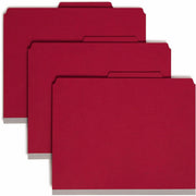 Smead SafeSHIELD 2/5 Tab Cut Letter Recycled Classification Folder, 2 Dividers, 2" Expansion, Bright Red, Pressboard, 8 1/2" x 11", 100% Recycled, 10/Box