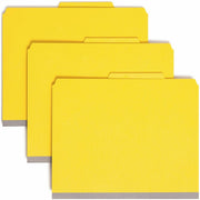 Smead SafeSHIELD 2/5 Tab Cut Letter Size Recycled Classification Folders, 2" Expansion, 2 Dividers, Yellow, Pressboard, 10/Box