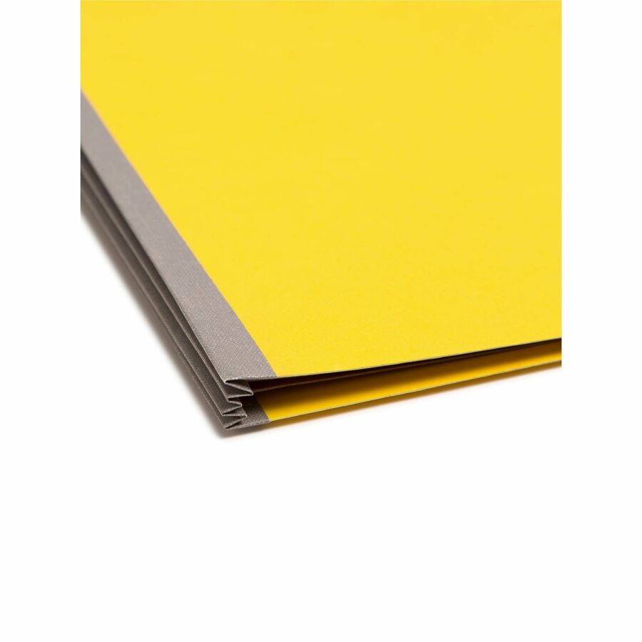 Smead SafeSHIELD 2/5 Tab Cut Letter Size Recycled Classification Folders, 2" Expansion, 2 Dividers, Yellow, Pressboard, 10/Box