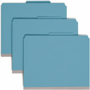 Smead SafeSHIELD 2/5 Tab Cut Letter Recycled Classification Folder, 2 Dividers, 2" Expansion, Blue, Pressboard, 100% Recycled, 10/Box
