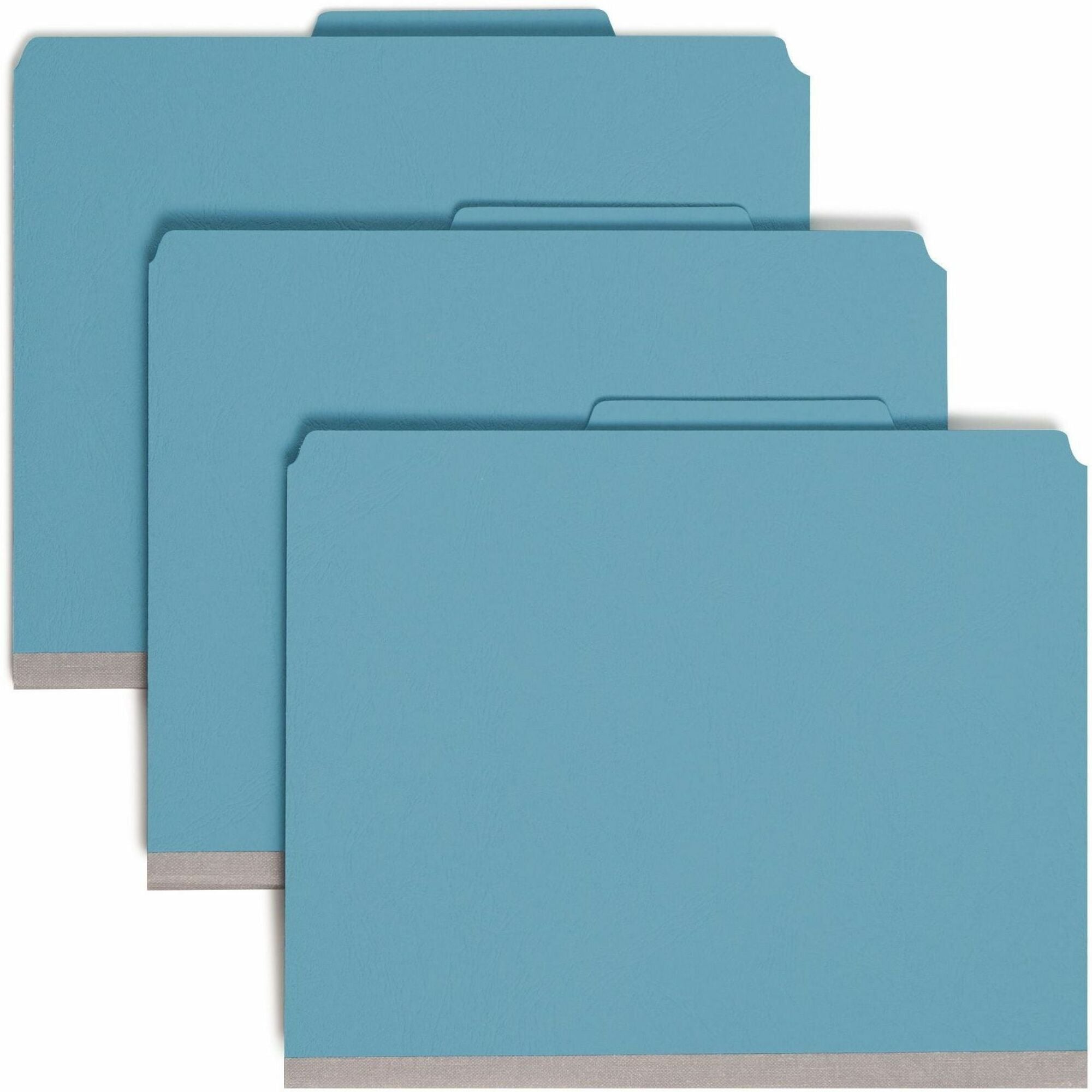 Smead SafeSHIELD 2/5 Tab Cut Letter Recycled Classification Folder, 2 Dividers, 2" Expansion, Blue, Pressboard, 100% Recycled, 10/Box