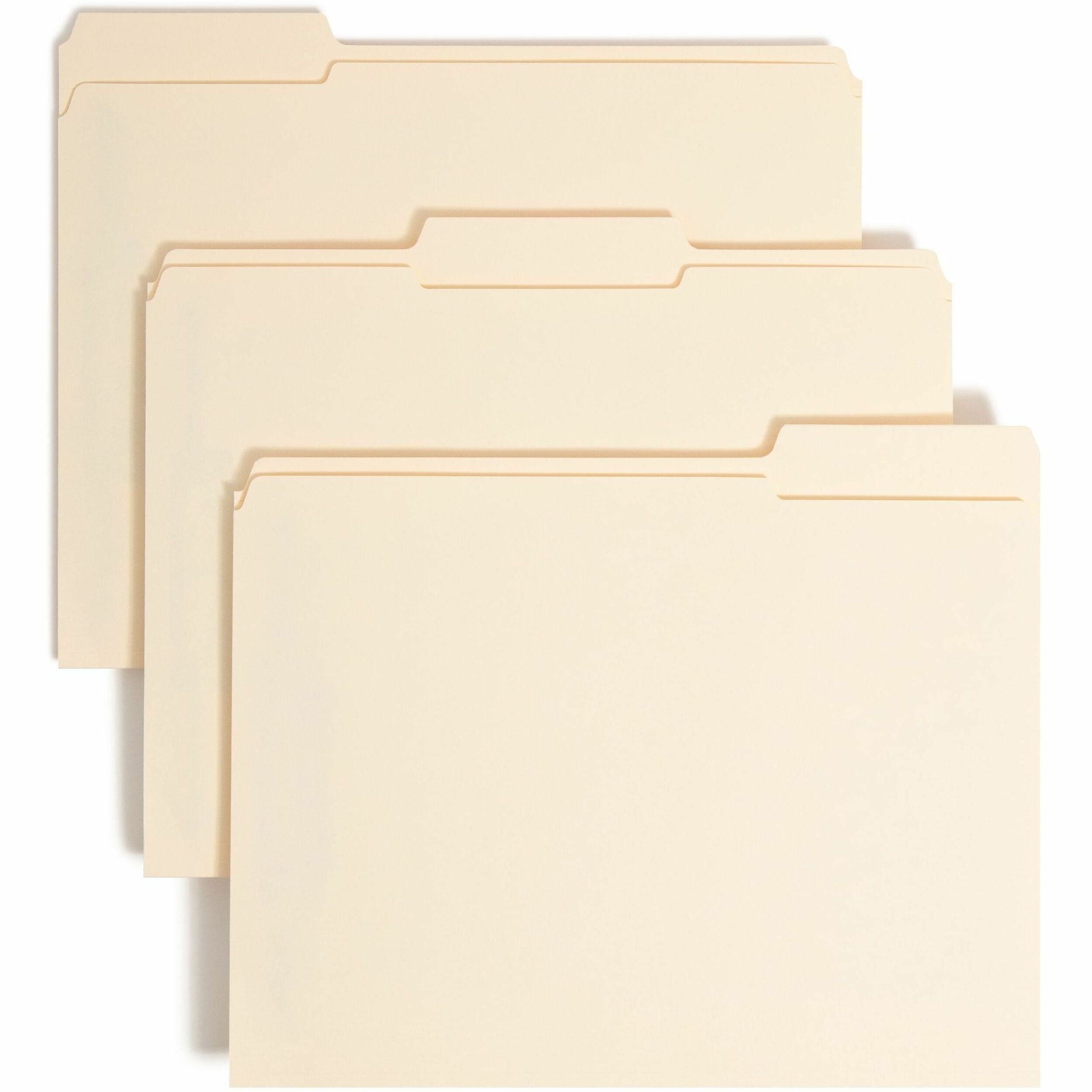 Smead 1/3 Tab Cut Letter Recycled Fastener Folder - 8 1/2" x 11" - 3/4" Expansion - 2 x 2S Fastener(s) - Top Tab Location - Assorted Tab Position - 11 pt. - 2 Plys - Manila - Reinforced Tab - 10% Recycled - 50 / Box