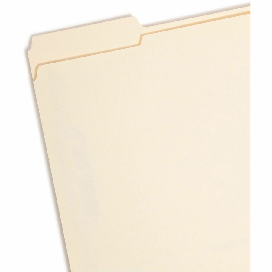 Smead 1/3 Tab Cut Letter Recycled Fastener Folder - 8 1/2" x 11" - 3/4" Expansion - 2 x 2S Fastener(s) - Top Tab Location - Assorted Tab Position - 11 pt. - 2 Plys - Manila - Reinforced Tab - 10% Recycled - 50 / Box