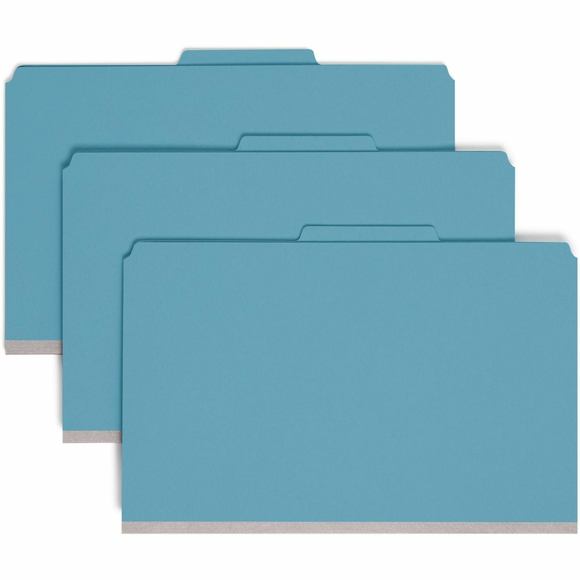Smead SafeSHIELD 2/5 Tab Cut Legal Recycled Classification Folder, 8 1/2" x 14", 2" Expansion, 2 Dividers, Blue, Pressboard, 100% Recycled, 10/Box