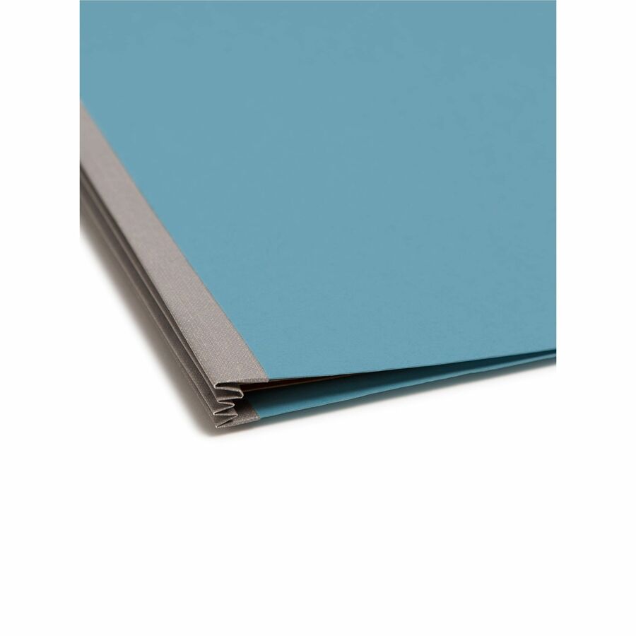Smead SafeSHIELD 2/5 Tab Cut Legal Recycled Classification Folder, 8 1/2" x 14", 2" Expansion, 2 Dividers, Blue, Pressboard, 100% Recycled, 10/Box