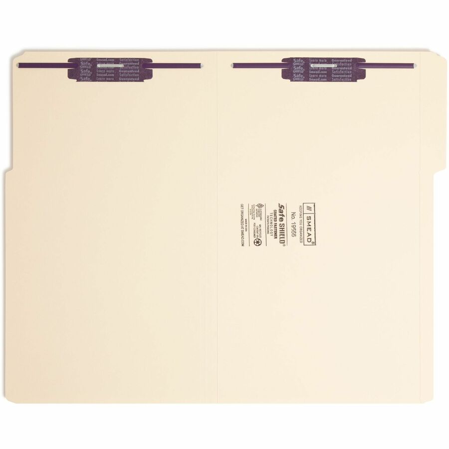 8 1/2" x 14" - 3/4" Expansion - 2 x 2S Fastener(s) - Top Tab Location - Assorted Tab Position - 11 pt. - 2 Plys - Manila - Reinforced Tab - 10% Recycled - 50 / Box