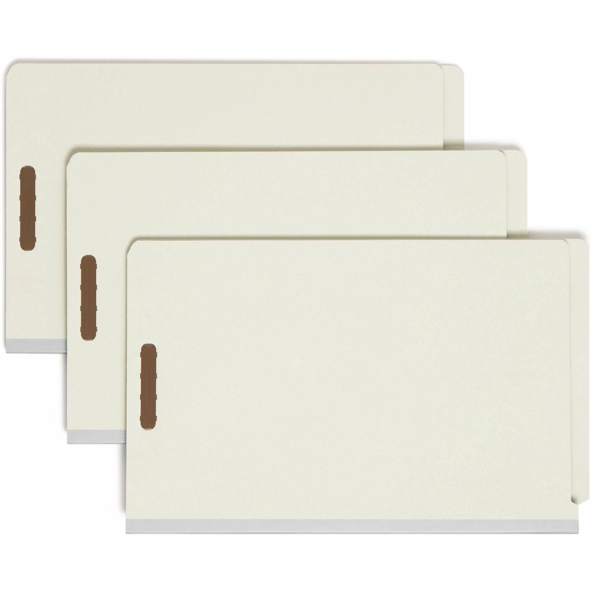 Smead Legal Recycled Classification Folder - 8 1/2" x 14" - 2" Expansion - 6 x 2K Fastener(s) - End Tab Location - 2 Divider(s) - 25 pt. - Pressboard - Gray, Green - Tear Resistant - 100% Recycled - 10 / Box