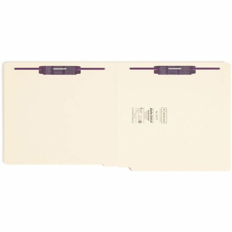 Smead Straight Tab Cut Letter Recycled Fastener Folder - 8 1/2" x 11" - 3/4" Expansion - 2 x 2S Fastener(s) - 2" for Folder - 11 pt. - 2 Plys - Manila - Reinforced Tab - 10% Recycled - 50 / Box